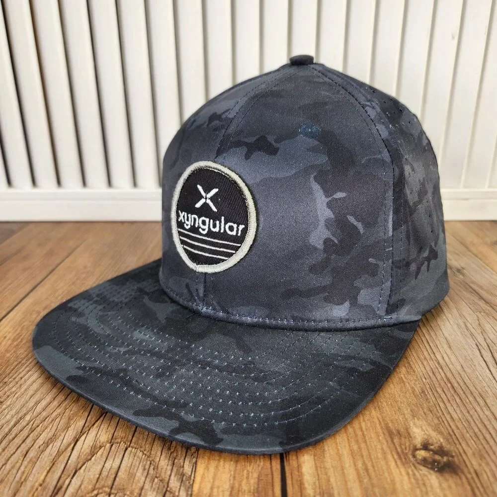 Xyngular Camo Snapback Hat Cap Black Gray Perforated Performance Outdoor Sports